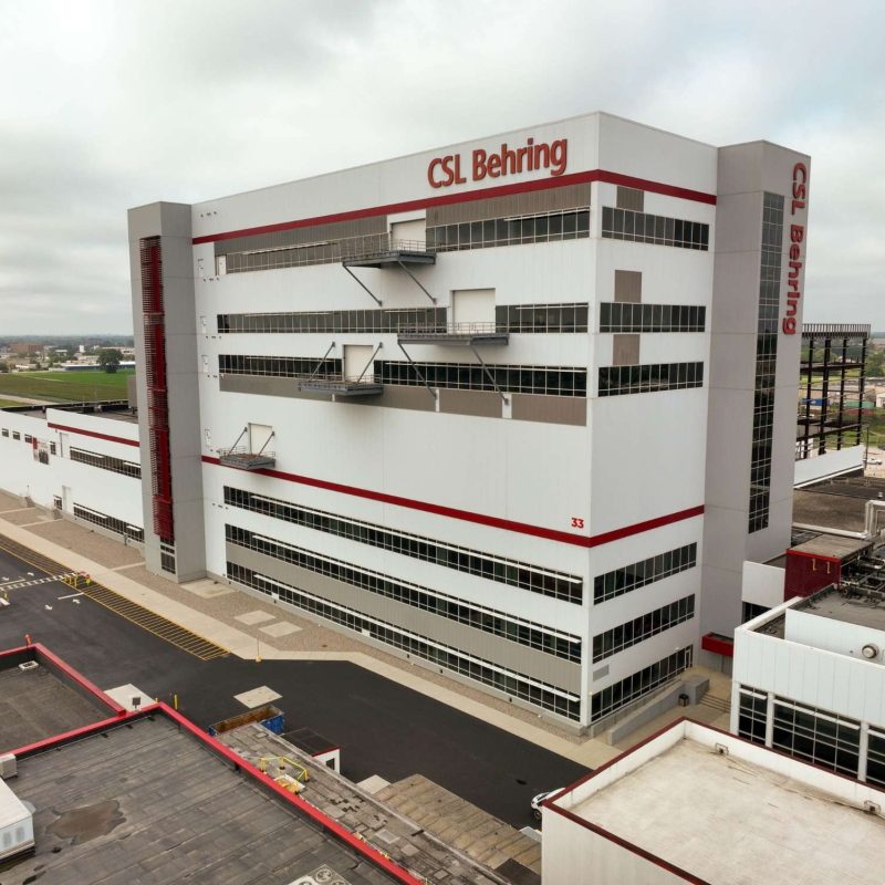 CSL Behring facility exterior, showcasing the modern architecture and expansive company premises.