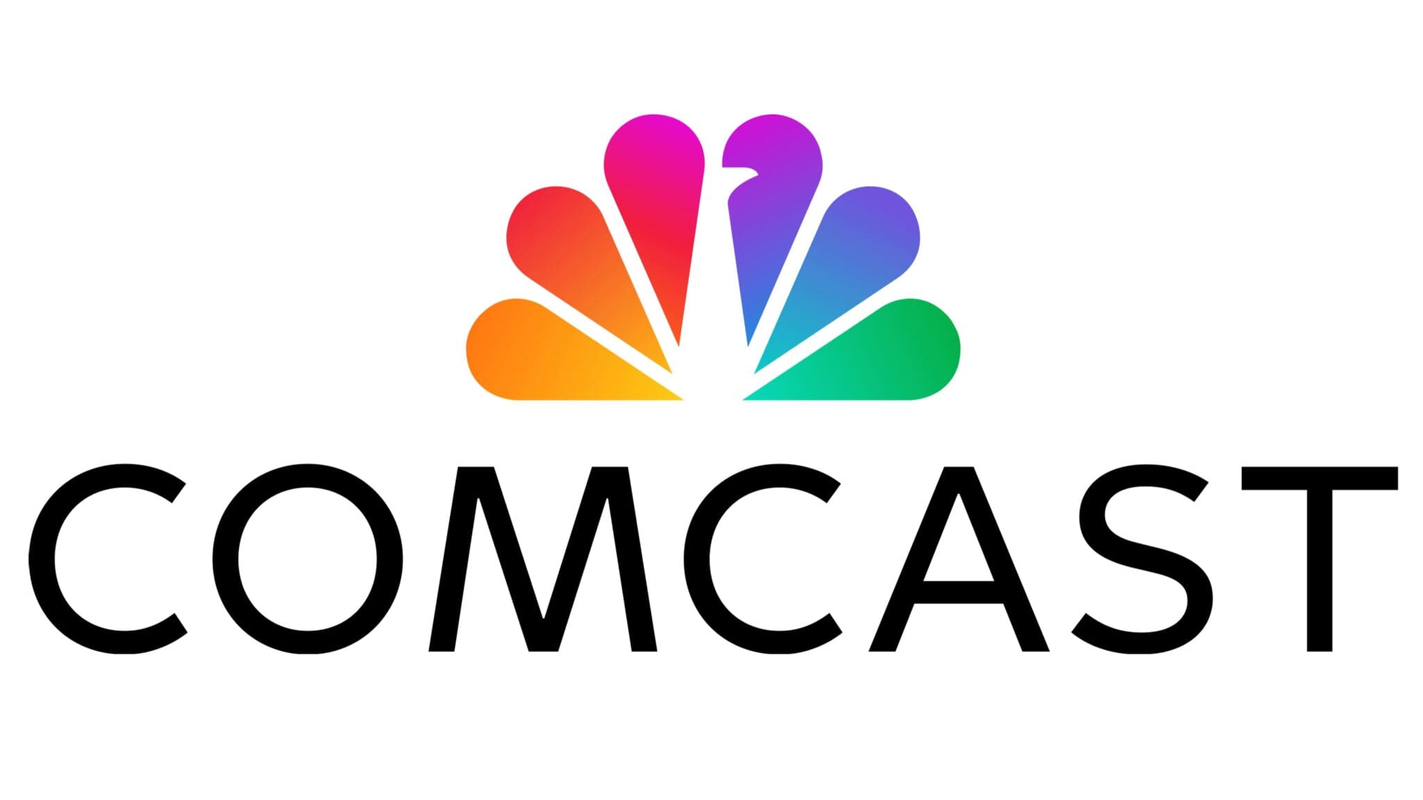 Comcast logo with colorful peacock design, representing the company's vibrant media and technology services.