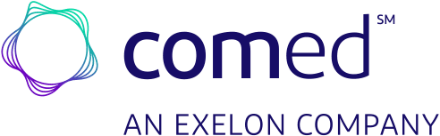 ComEd logo with tagline An Exelon Company, reflecting its identity as a leading energy provider.