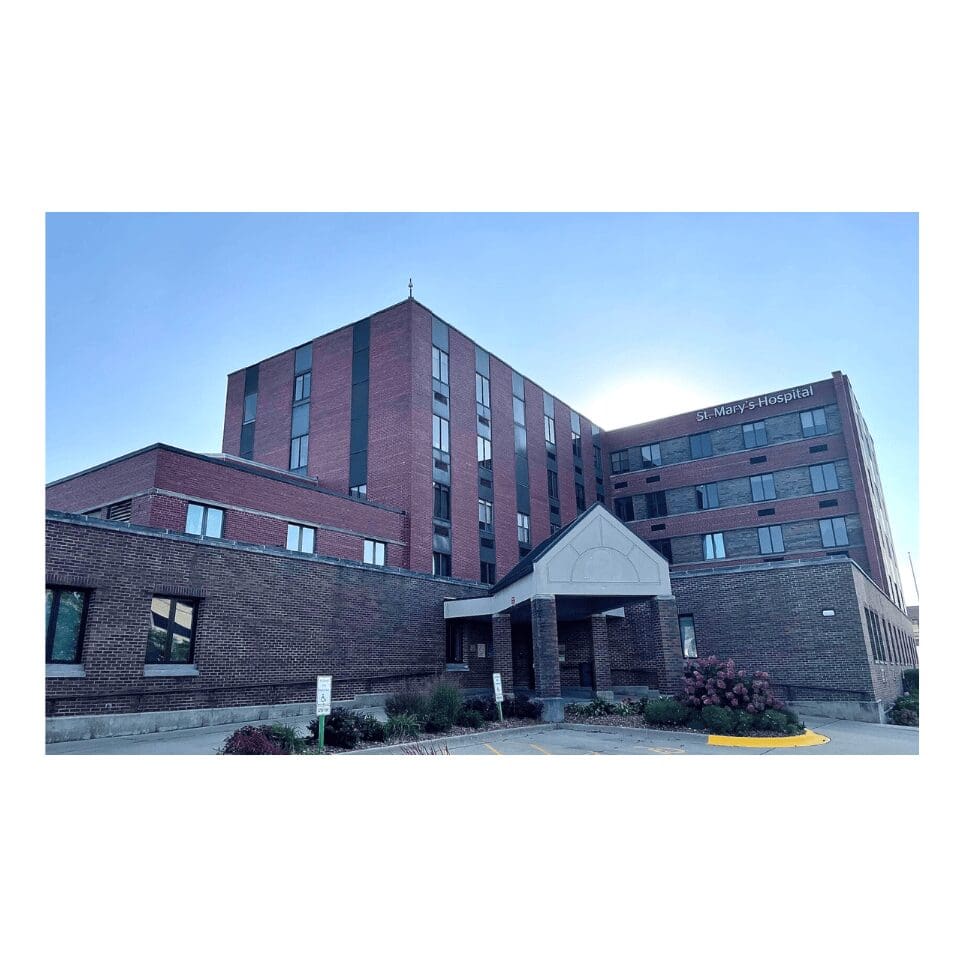 St. Mary's Hospital entrance on a clear day.