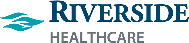 Riverside Healthcare logo with abstract teal river symbol.